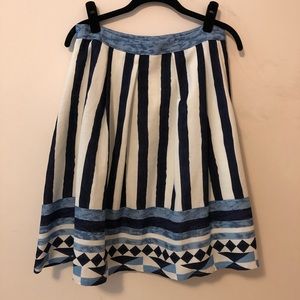 Francesca’s Blue & White striped A-line Skirt